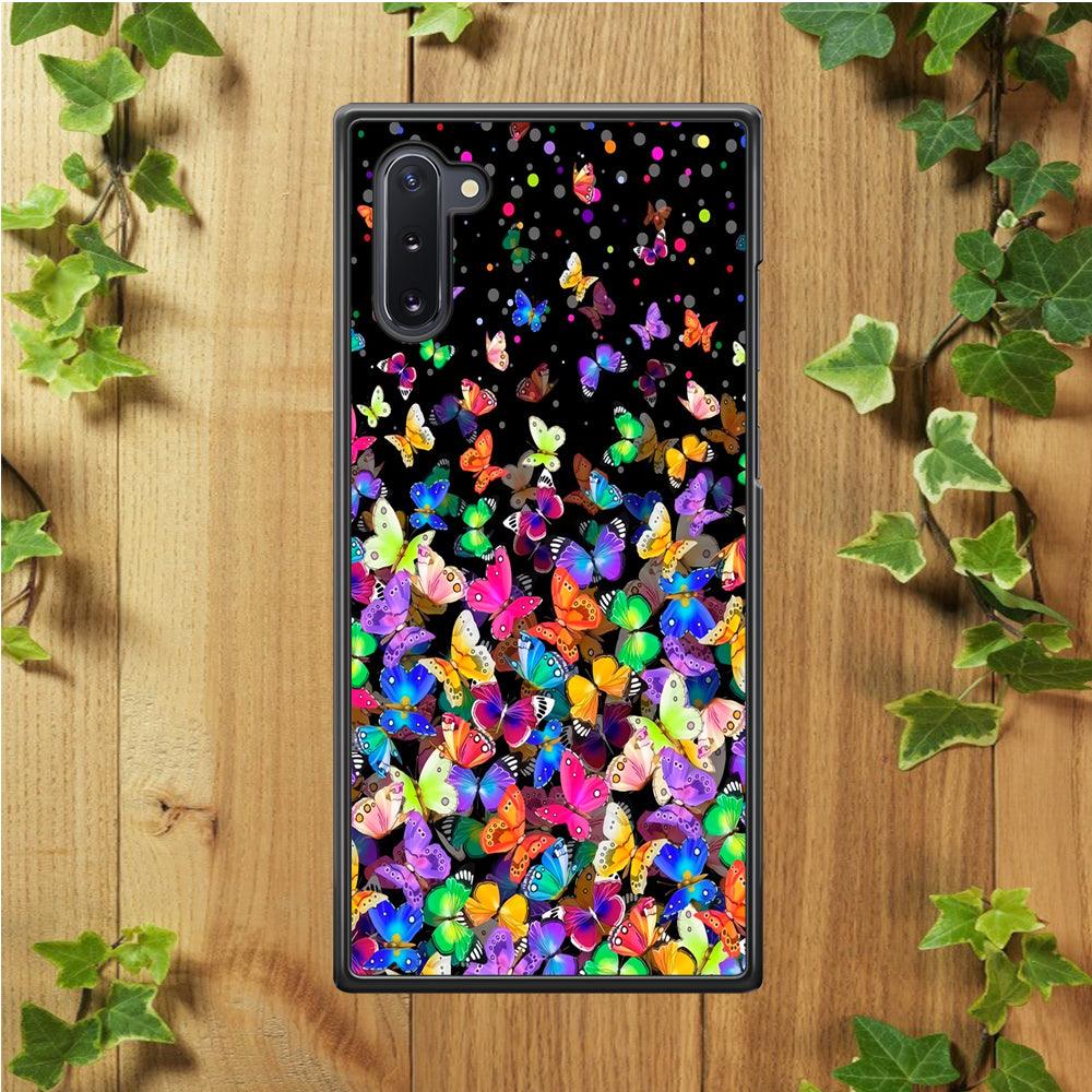 Colorfull Butterfly in The Dark Samsung Galaxy Note 10 Case-Rubber / Black (2D Case)-Xtracase