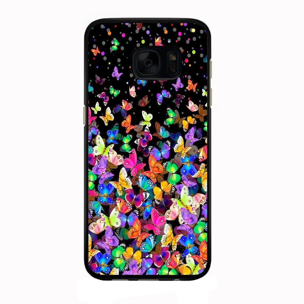 Colorfull Butterfly in The Dark Samsung Galaxy S7 Case-Rubber / Black (2D Case)-Xtracase