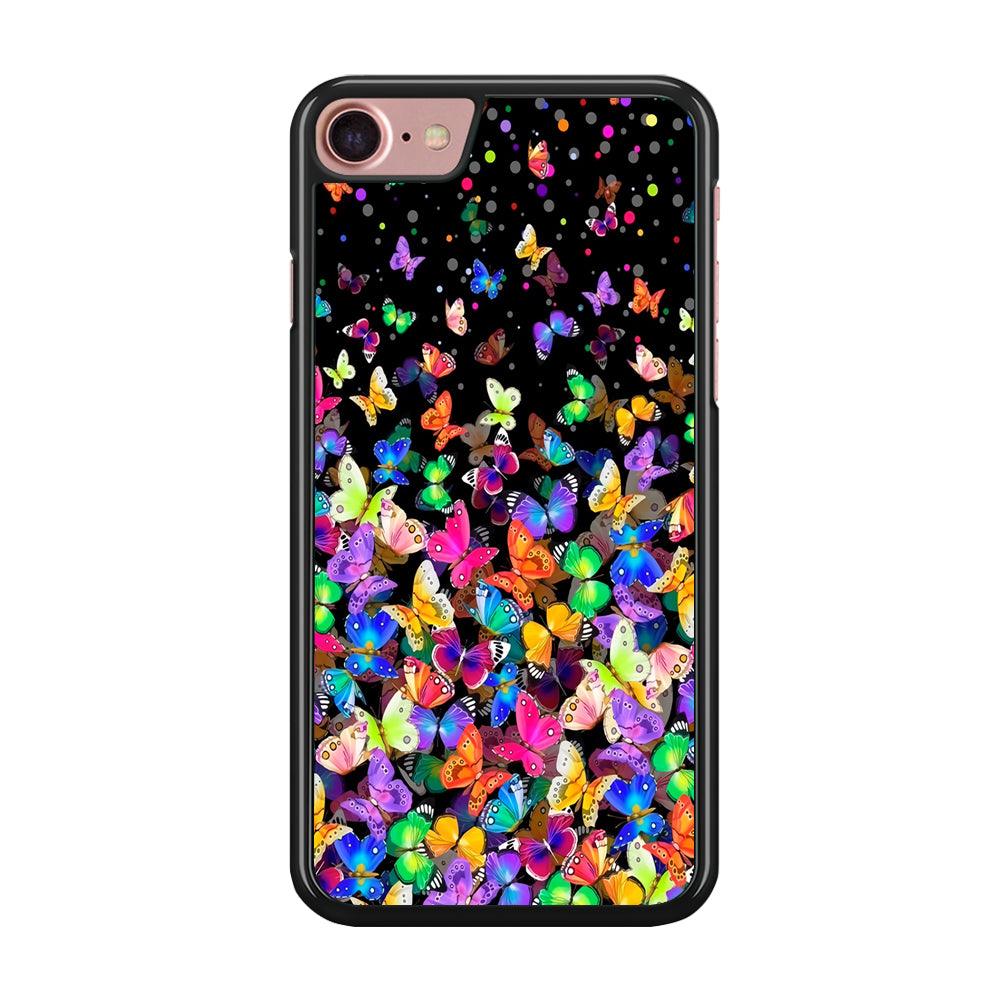 Colorfull Butterfly in The Dark iPhone 7 Case-Rubber / Black (2D Case)-Xtracase