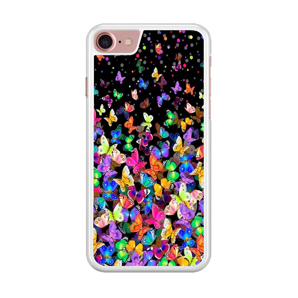 Colorfull Butterfly in The Dark iPhone 7 Case-Rubber / White (2D Case)-Xtracase