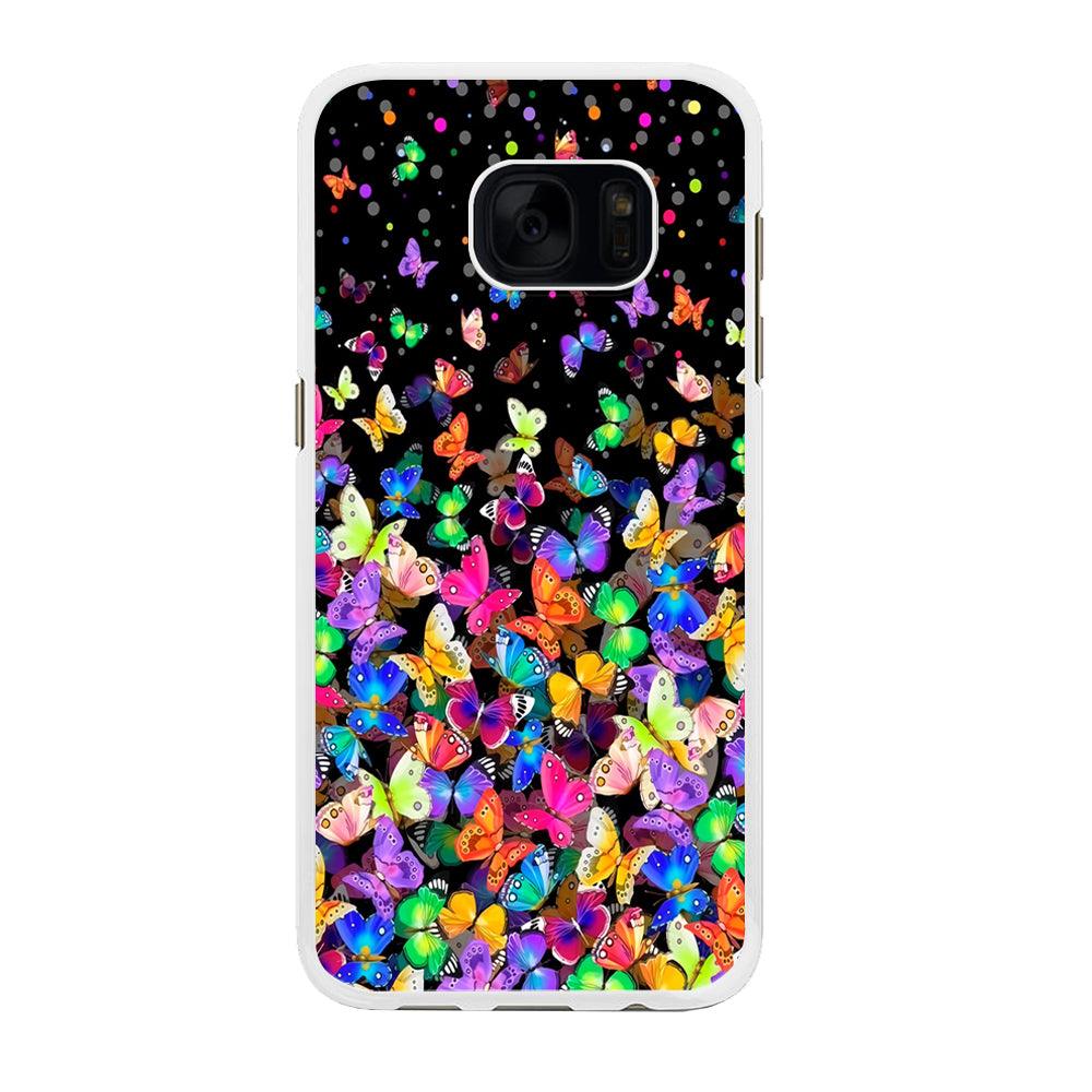 Colorfull Butterfly in The Dark Samsung Galaxy S7 Case-Rubber / White (2D Case)-Xtracase