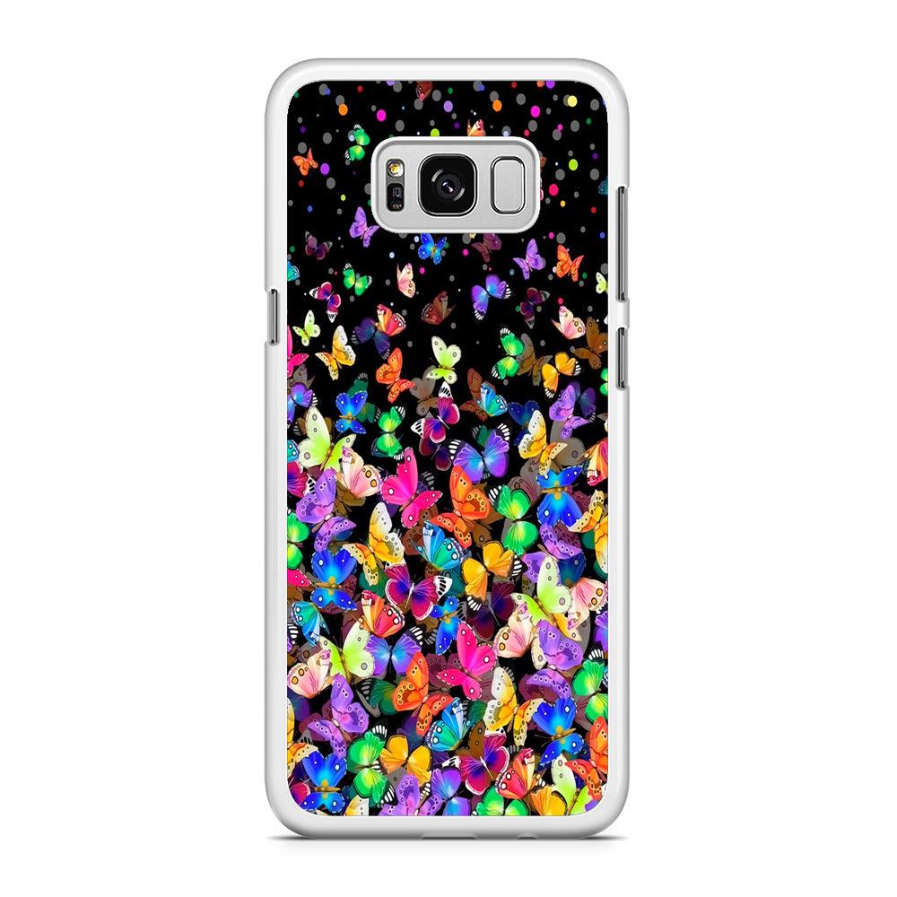 Colorfull Butterfly in The Dark Samsung Galaxy S8 Case-Rubber / White (2D Case)-Xtracase