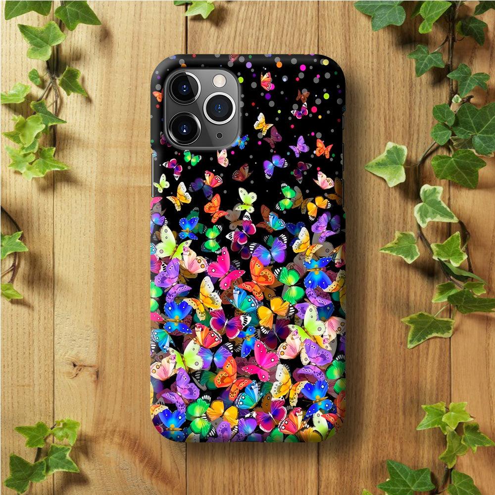 Colorfull Butterfly in The Dark iPhone 11 Pro Case-Plastic / Full Wrap (3D Case)-Xtracase