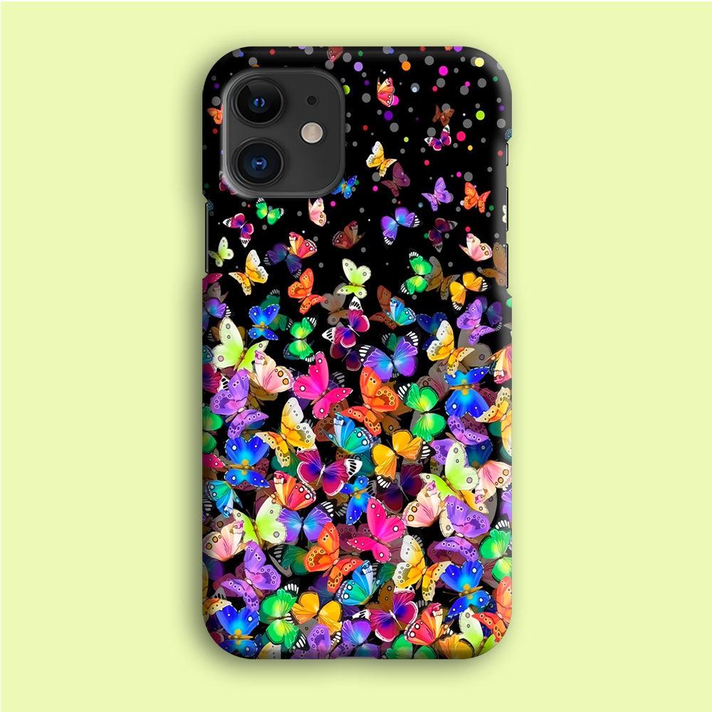 Colorfull Butterfly in The Dark iPhone 12 Case-Plastic / Full Wrap (3D Case)-Xtracase