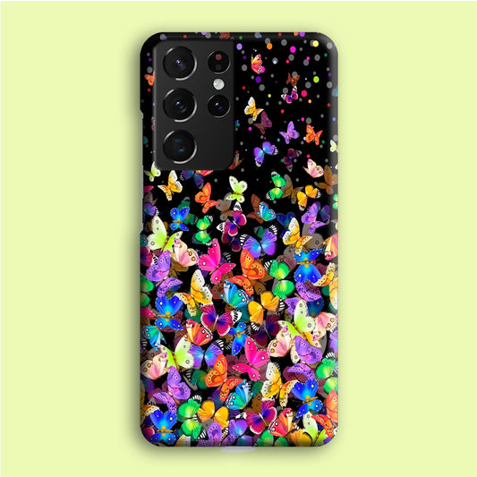Colorfull Butterfly in The Dark Samsung Galaxy S21 Ultra Case