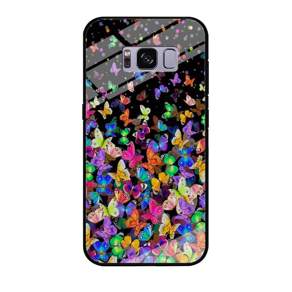 Colorfull Butterfly in The Dark Samsung Galaxy S8 Case-Tempered Glass Case-Xtracase