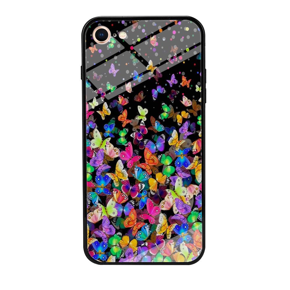 Colorfull Butterfly in The Dark iPhone 7 Case-Tempered Glass Case-Xtracase