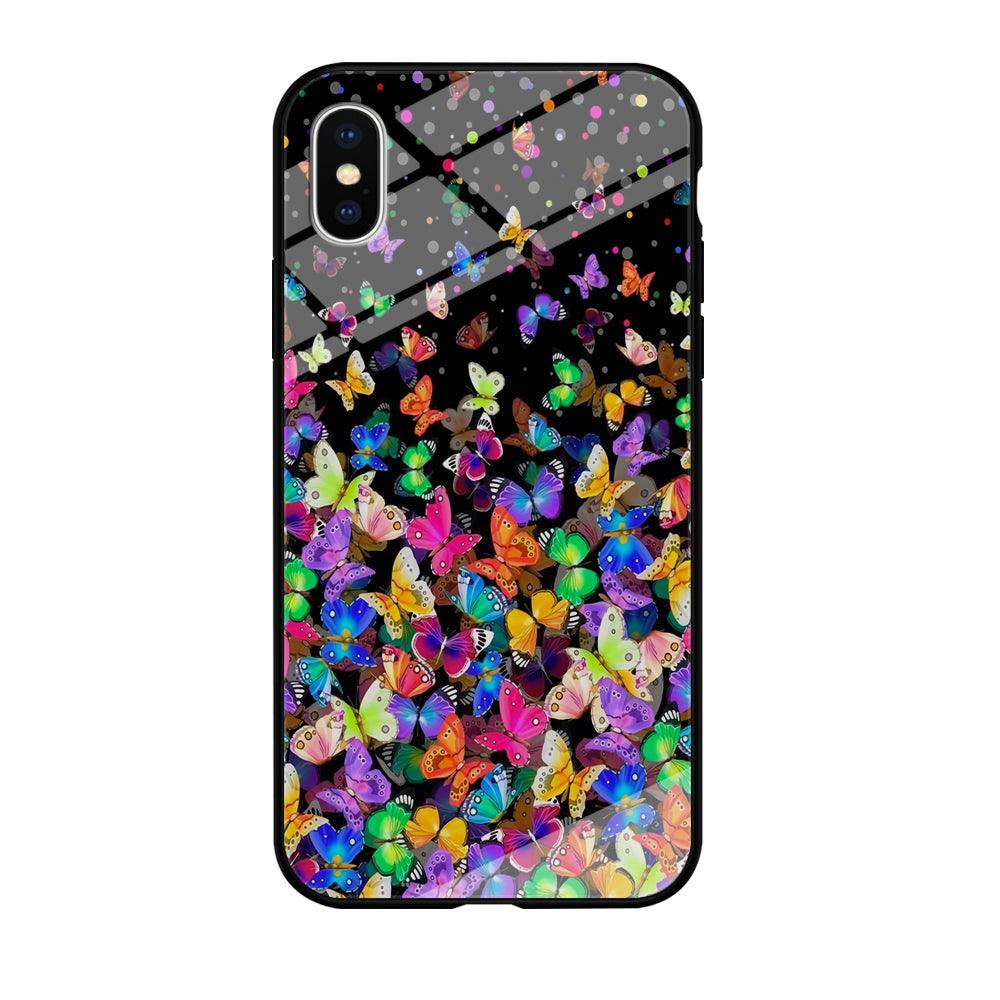 Colorfull Butterfly in The Dark iPhone Xs Case-Tempered Glass Case-Xtracase