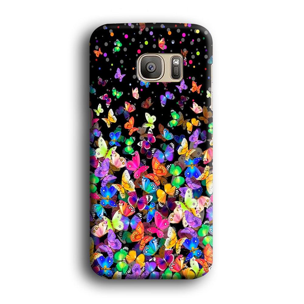Colorfull Butterfly in The Dark Samsung Galaxy S7 Case-Plastic / Full Wrap (3D Case)-Xtracase