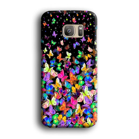 Colorfull Butterfly in The Dark Samsung Galaxy S7 Edge Case-Plastic / Full Wrap (3D Case)-Xtracase