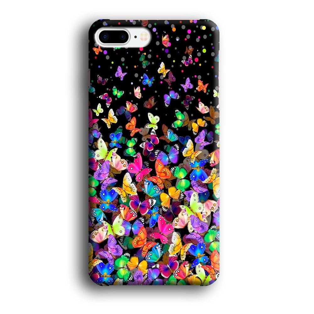Colorfull Butterfly in The Dark iPhone 8 Plus Case-Plastic / Full Wrap (3D Case)-Xtracase