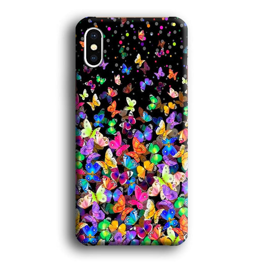 Colorfull Butterfly in The Dark iPhone X Case-Plastic / Full Wrap (3D Case)-Xtracase