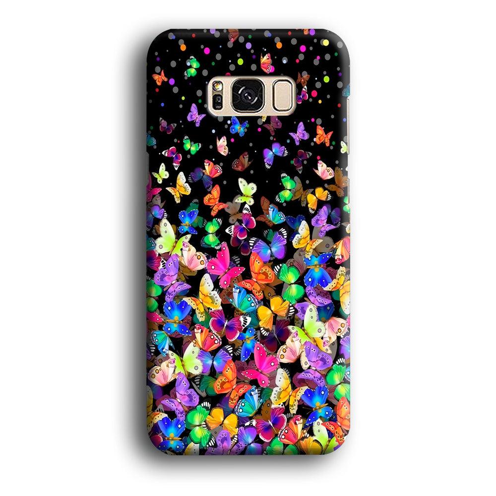 Colorfull Butterfly in The Dark Samsung Galaxy S8 Case-Plastic / Full Wrap (3D Case)-Xtracase