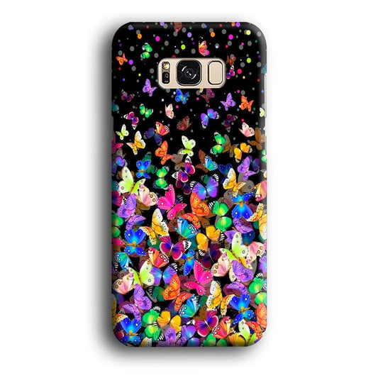 Colorfull Butterfly in The Dark Samsung Galaxy S8 Case-Plastic / Full Wrap (3D Case)-Xtracase