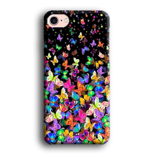 Colorfull Butterfly in The Dark iPhone 8 Case-Plastic / Full Wrap (3D Case)-Xtracase