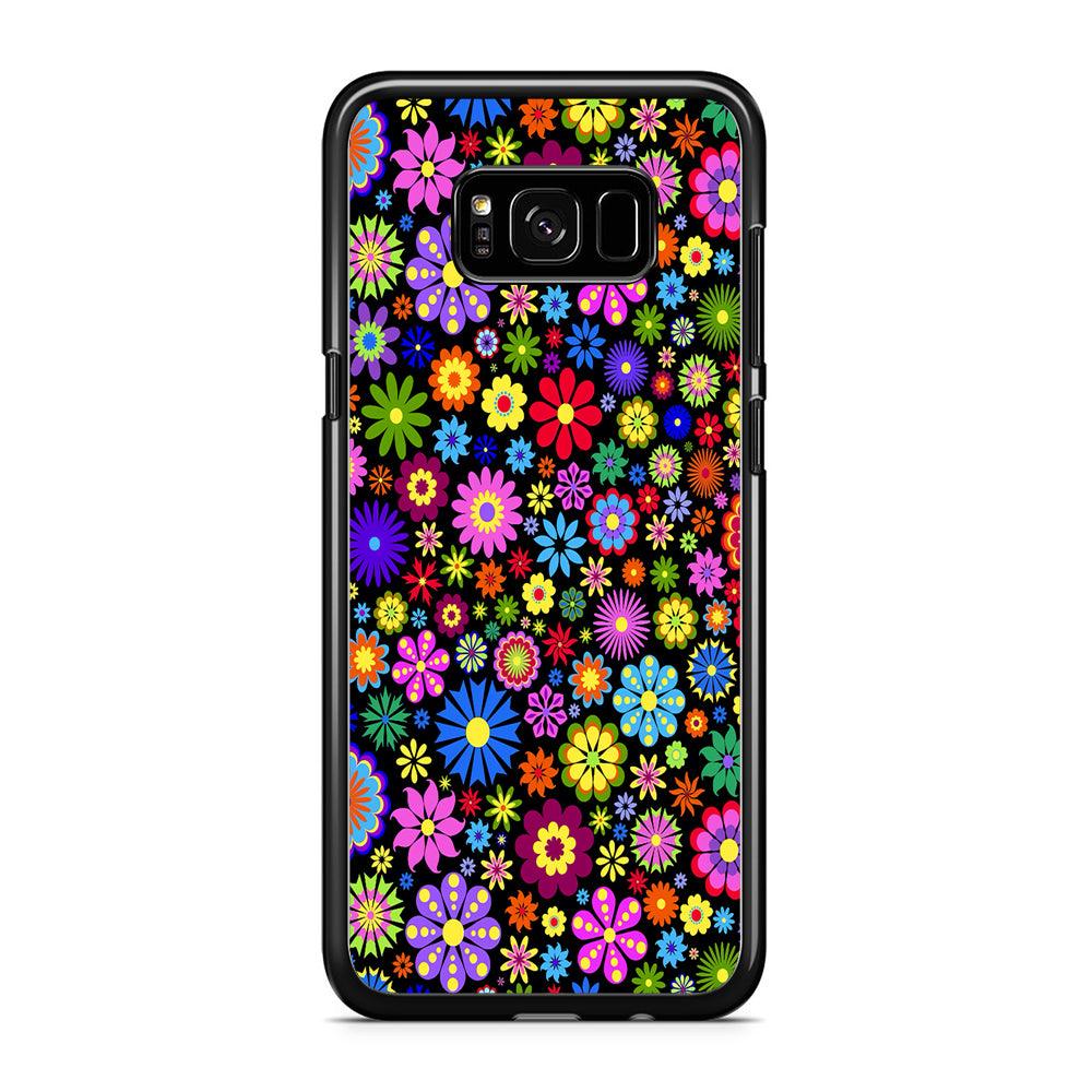 Colorfull Flower Pattern Samsung Galaxy S8 Case-Rubber / Black (2D Case)-Xtracase