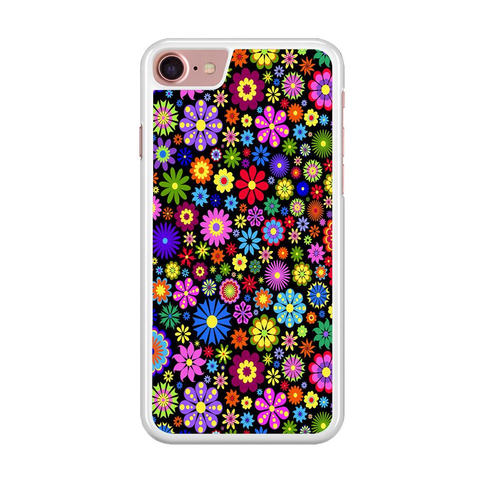 Colorfull Flower Pattern iPhone 7 Case-Rubber / White (2D Case)-Xtracase
