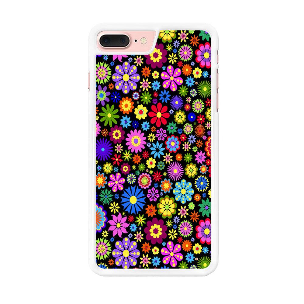 Colorfull Flower Pattern iPhone 7 Plus Case-Rubber / White (2D Case)-Xtracase