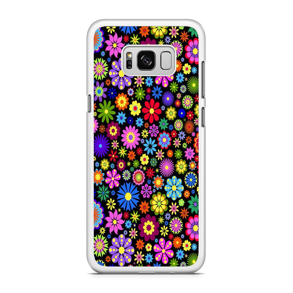 Colorfull Flower Pattern Samsung Galaxy S8 Case-Rubber / White (2D Case)-Xtracase