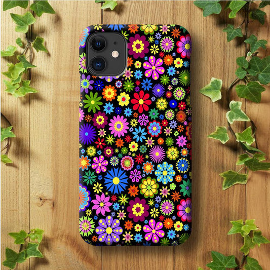 Colorfull Flower Pattern iPhone 11 Case-Plastic / Full Wrap (3D Case)-Xtracase