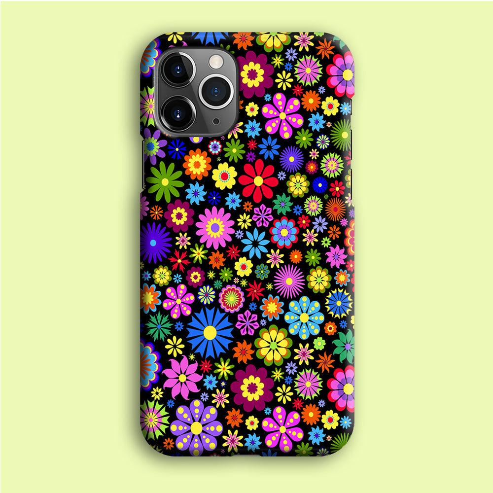 Colorfull Flower Pattern iPhone 12 Pro Case-Plastic / Full Wrap (3D Case)-Xtracase