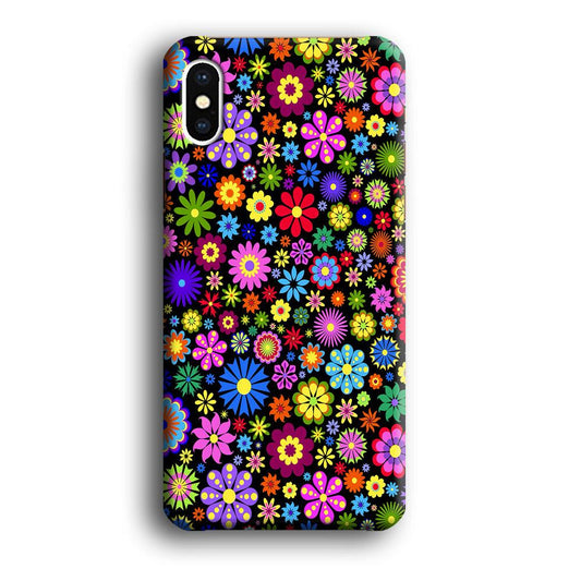 Colorfull Flower Pattern iPhone Xs Case-Plastic / Full Wrap (3D Case)-Xtracase
