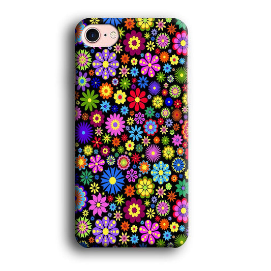 Colorfull Flower Pattern iPhone 8 Case-Plastic / Full Wrap (3D Case)-Xtracase