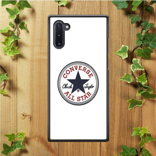 Converse Logo White Samsung Galaxy Note 10 Case-Rubber / Black (2D Case)-Xtracase