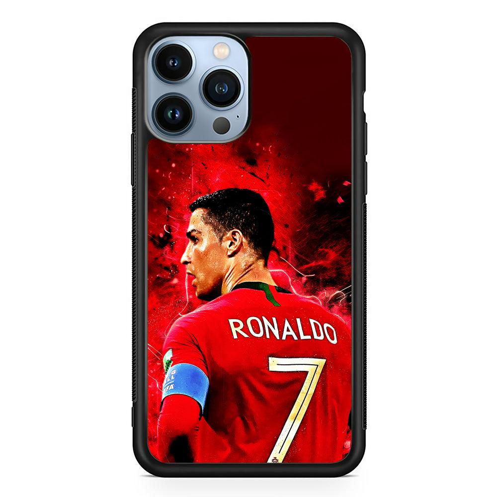 Cristiano Ronaldo Art iPhone 13 Pro Max Case-Rubber / Black (2D Case)-Xtracase
