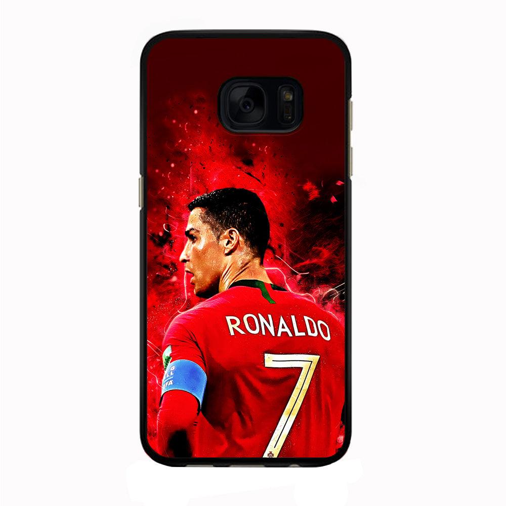 Cristiano Ronaldo Art Samsung Galaxy S7 Edge Case-Rubber / Black (2D Case)-Xtracase