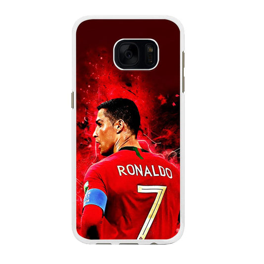 Cristiano Ronaldo Art Samsung Galaxy S7 Edge Case-Rubber / White (2D Case)-Xtracase