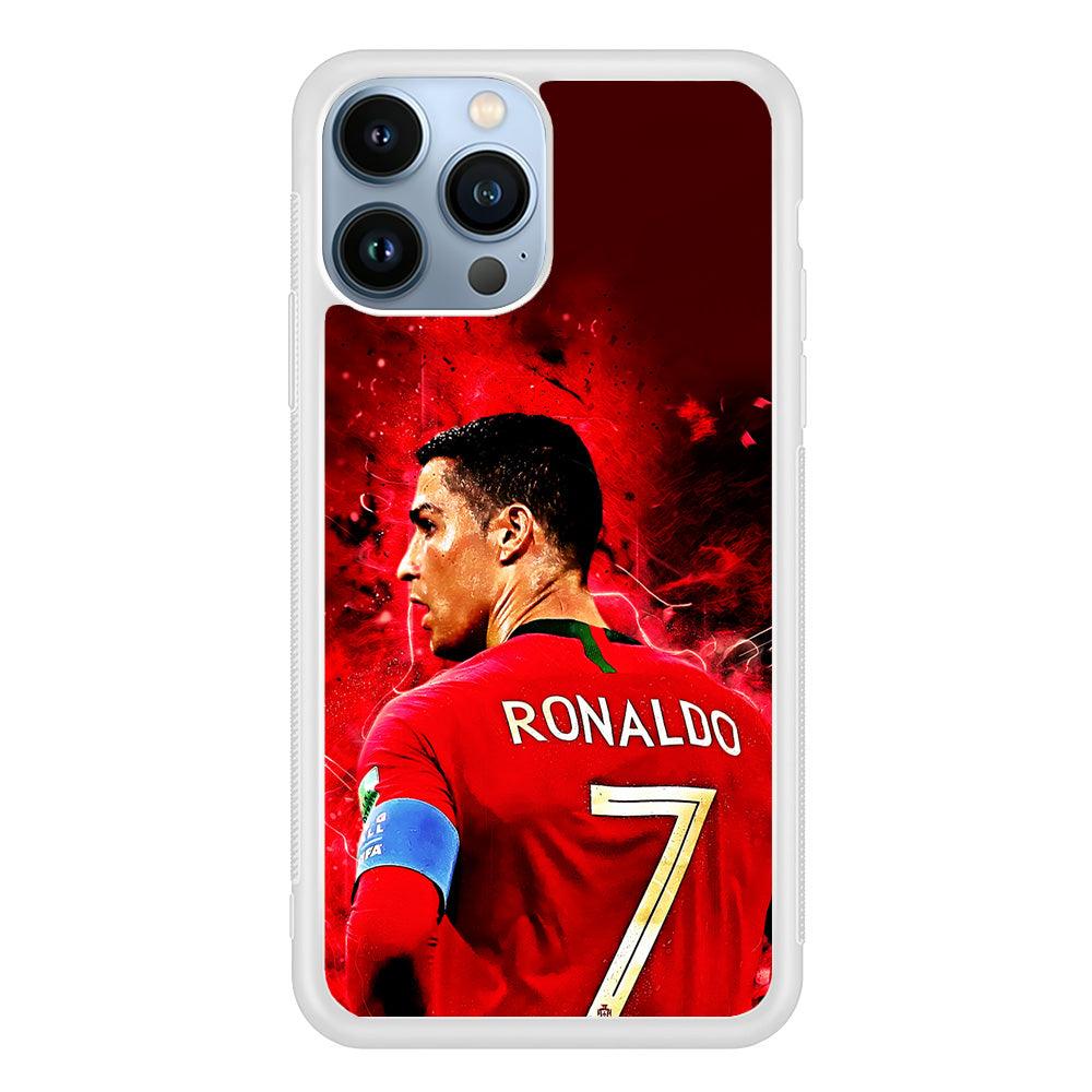 Cristiano Ronaldo Art iPhone 13 Pro Max Case-Rubber / White (2D Case)-Xtracase