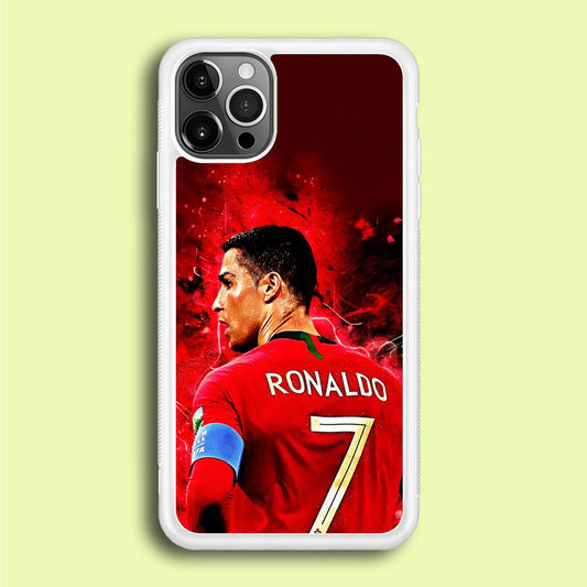 Cristiano Ronaldo Art iPhone 12 Pro Case-Rubber / White (2D Case)-Xtracase