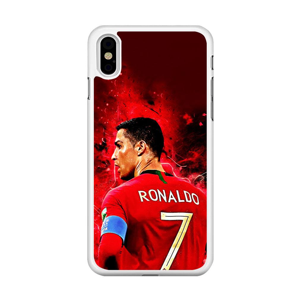 Cristiano Ronaldo Art iPhone Xs Case-Rubber / White (2D Case)-Xtracase