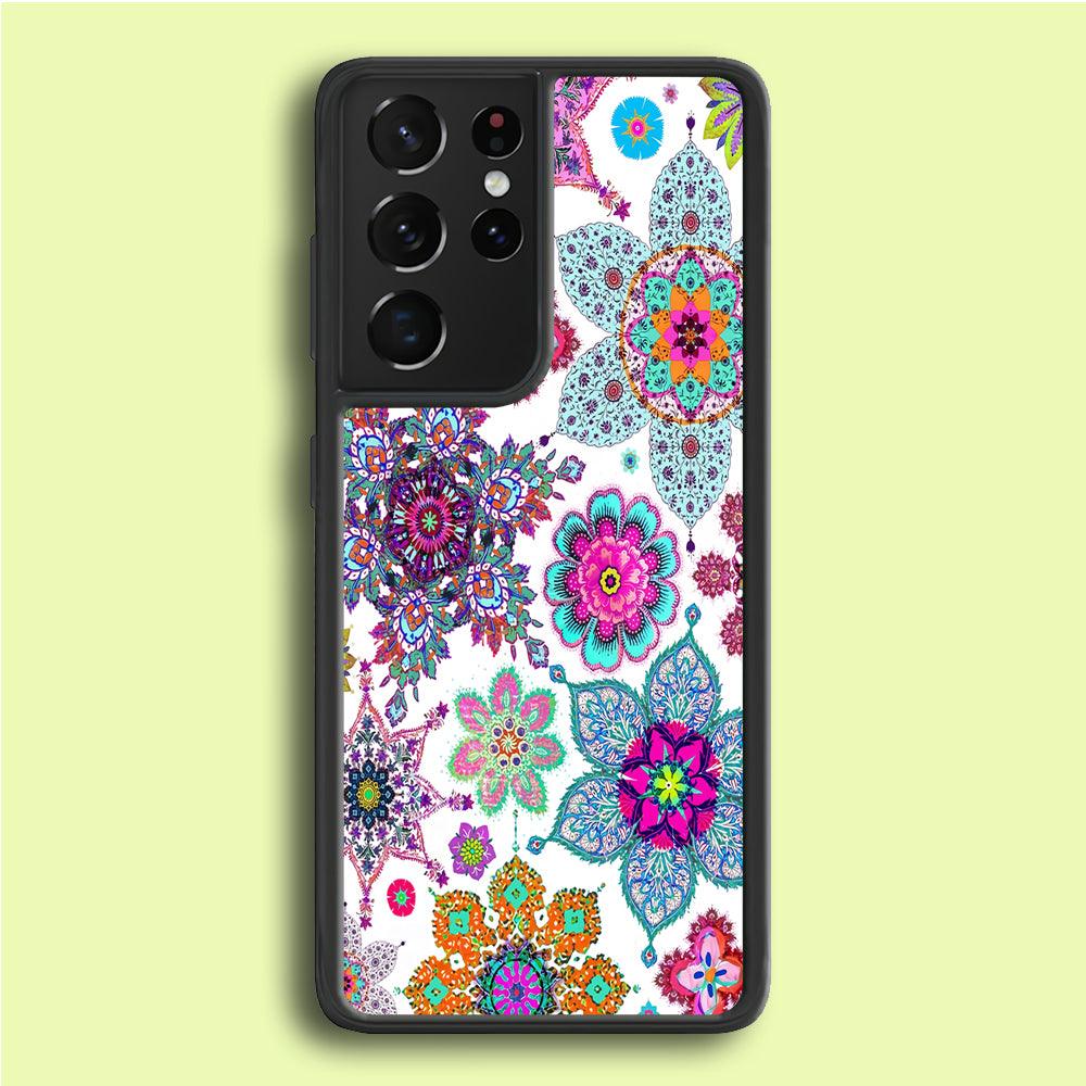 Crystal Painting Abstract Samsung Galaxy S21 Ultra Case-Rubber / Black (2D Case)-Xtracase