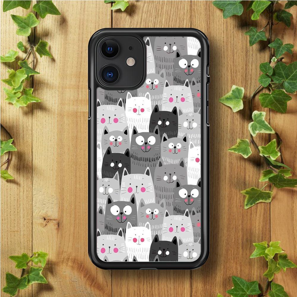 Cute Cat 001 iPhone 11 Case-Rubber / Black (2D Case)-Xtracase