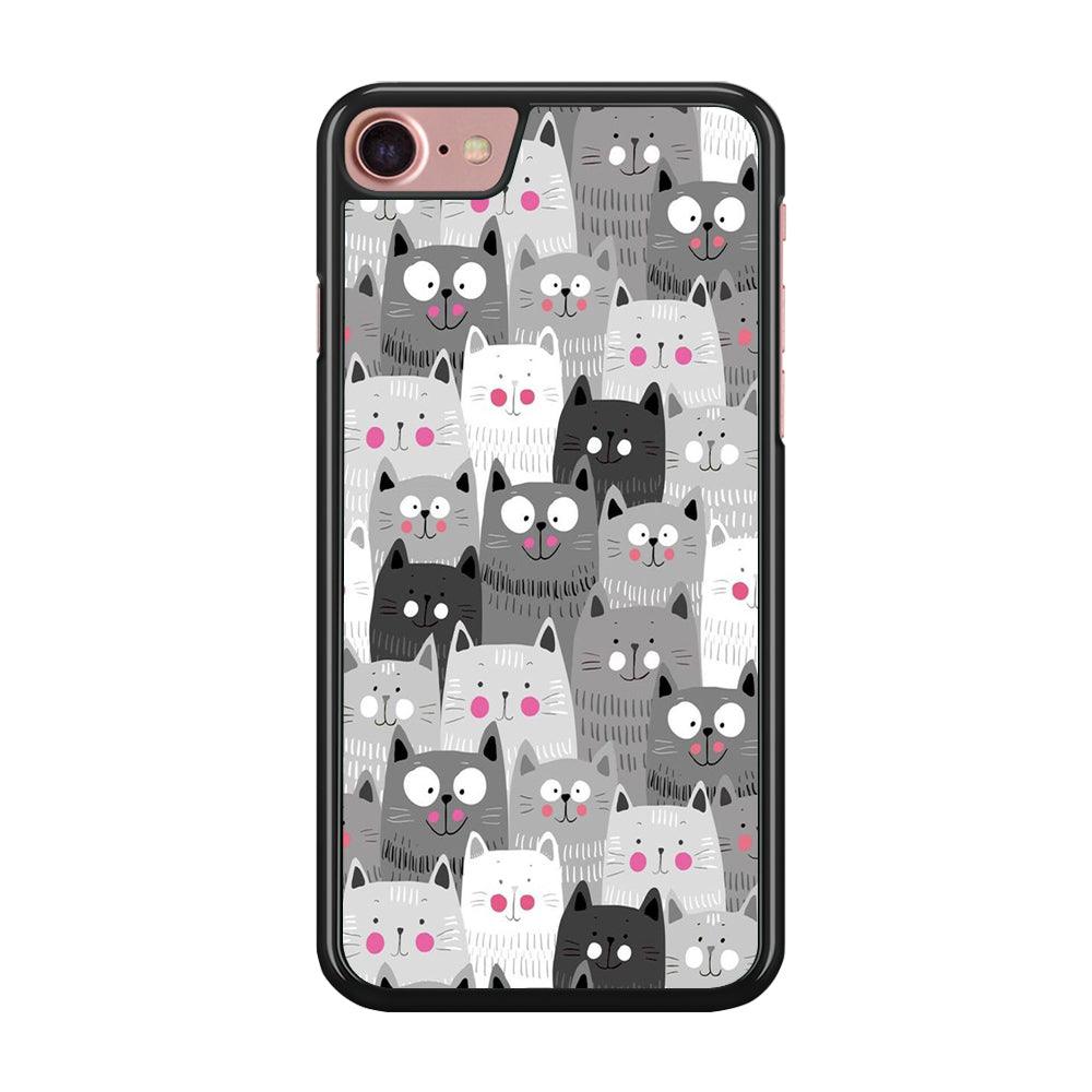 Cute Cat 001 iPhone SE 2020 Case-Rubber / Black (2D Case)-Xtracase