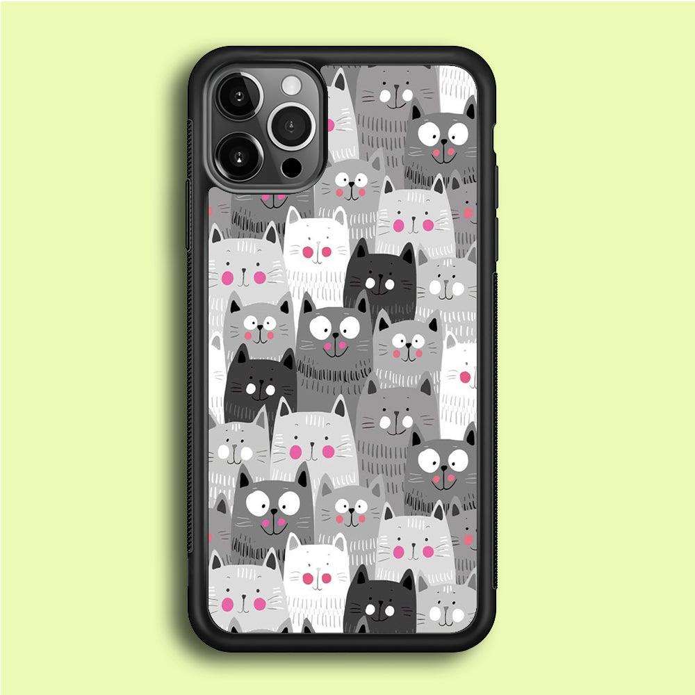 Cute Cat 001 iPhone 12 Pro Case-Rubber / Black (2D Case)-Xtracase