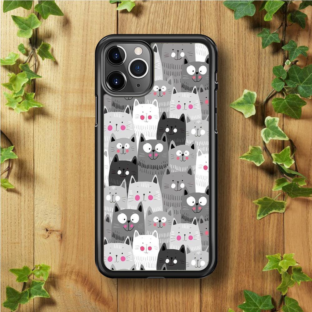 Cute Cat 001 iPhone 11 Pro Case-Rubber / Black (2D Case)-Xtracase