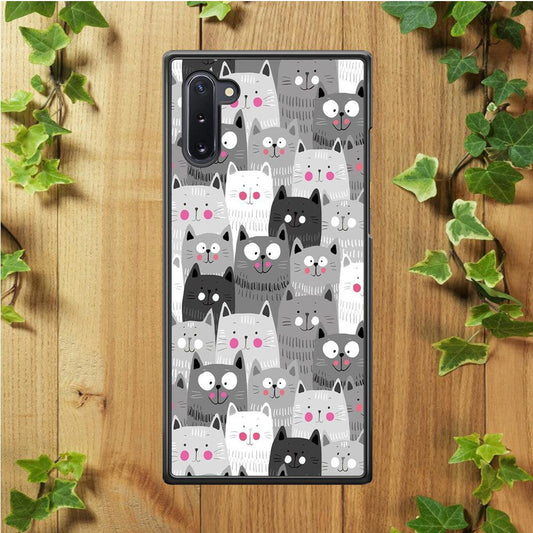 Cute Cat 001 Samsung Galaxy Note 10 Case-Rubber / Black (2D Case)-Xtracase