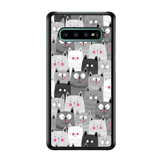 Cute Cat 001 Samsung Galaxy S10 Case-Plastic / Full Wrap (3D Case)-Xtracase