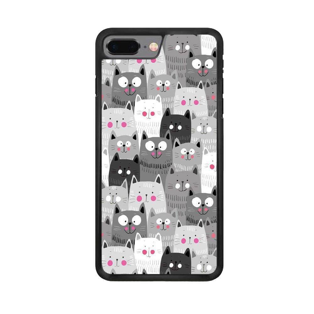 Cute Cat 001 iPhone 8 Plus Case-Rubber / Black (2D Case)-Xtracase