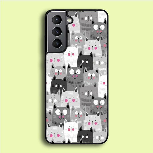 Cute Cat 001 Samsung Galaxy S21 Case-Rubber / Black (2D Case)-Xtracase