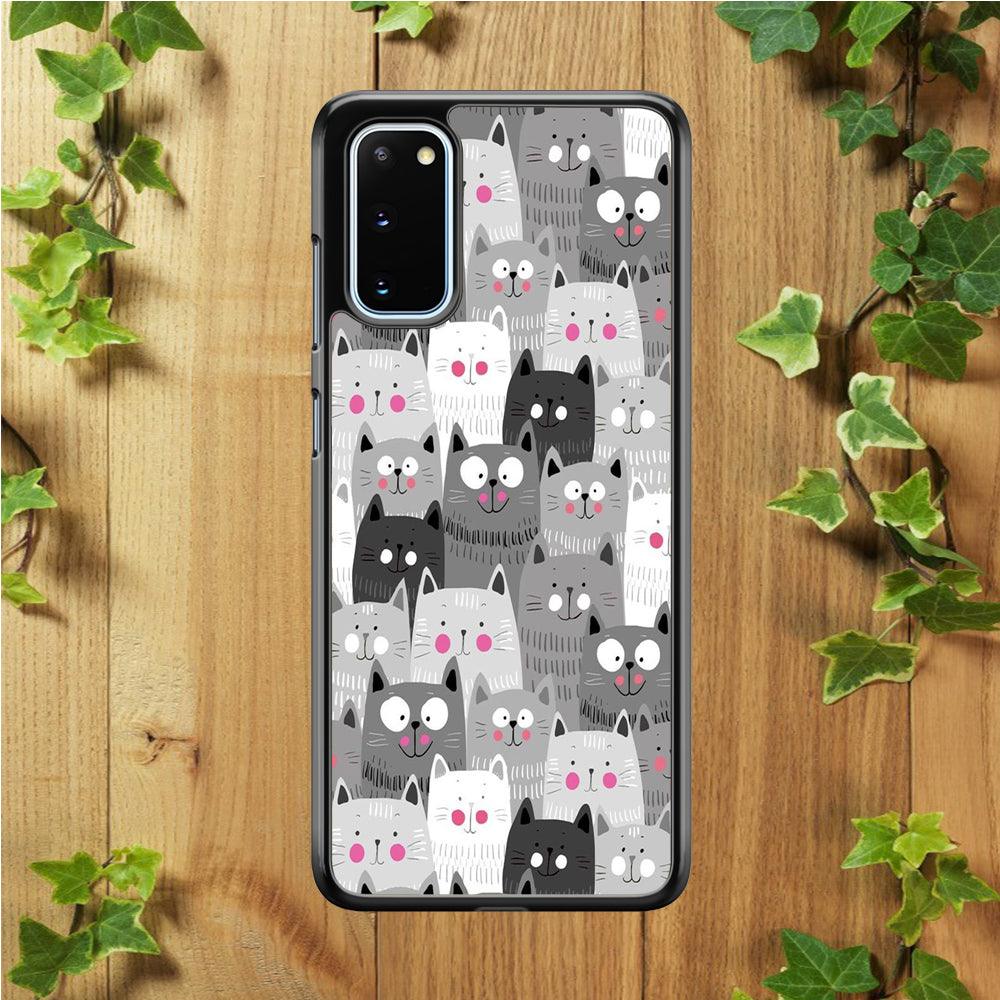 Cute Cat 001 Samsung Galaxy S20 Case-Rubber / White (2D Case)-Xtracase