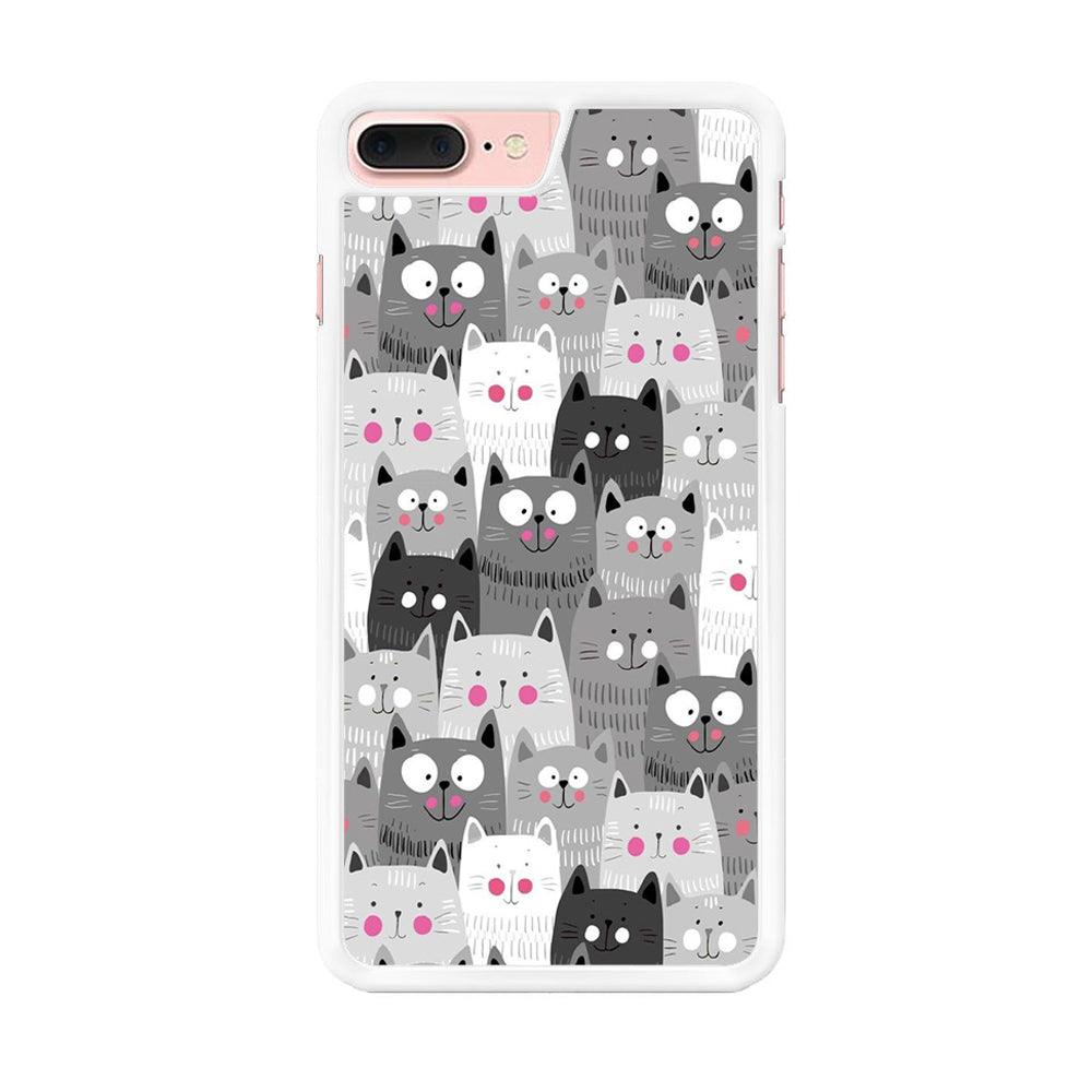 Cute Cat 001 iPhone 8 Plus Case-Rubber / White (2D Case)-Xtracase
