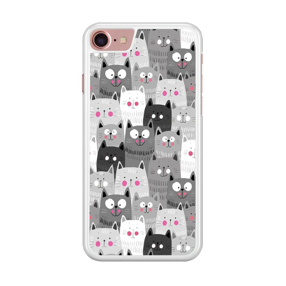 Cute Cat 001 iPhone SE 2020 Case-Rubber / White (2D Case)-Xtracase