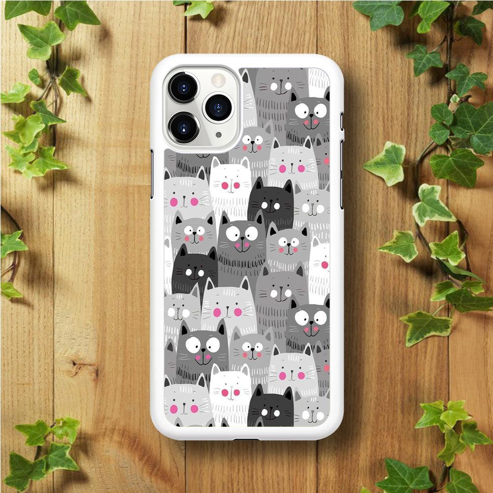 Cute Cat 001 iPhone 11 Pro Case-Rubber / White (2D Case)-Xtracase