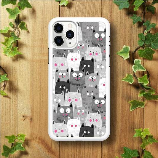 Cute Cat 001 iPhone 11 Pro Case-Rubber / White (2D Case)-Xtracase