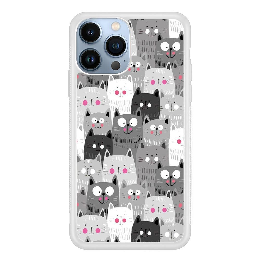 Cute Cat 001 iPhone 13 Pro Max Case-Rubber / White (2D Case)-Xtracase