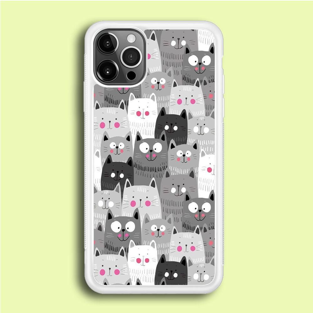 Cute Cat 001 iPhone 12 Pro Case-Rubber / White (2D Case)-Xtracase